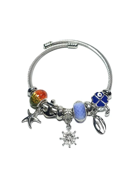 JTAW24ÇEB1442 JANTİ ÇELİK BİLEKLİK - PANDOORANIN CHARMLARI SILVER RENK KARARMAZ ürün görseli 1