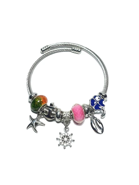 JTAW24ÇEB1443 JANTİ ÇELİK BİLEKLİK - PANDOORANIN CHARMLARI SILVER RENK KARARMAZ ürün görseli 1