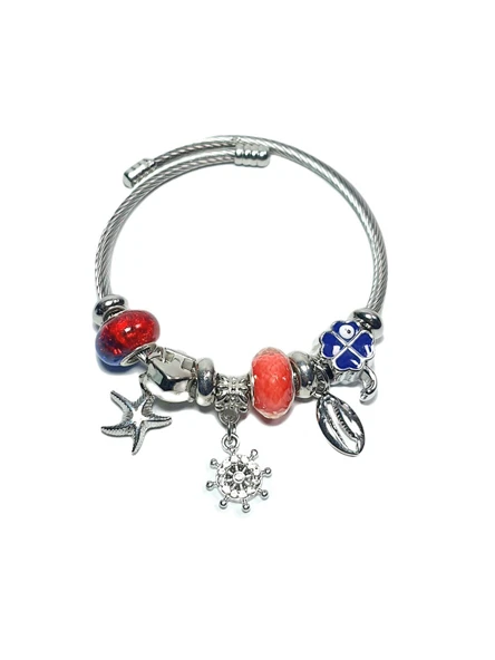 JTAW24ÇEB1447 JANTİ ÇELİK BİLEKLİK - PANDOORANIN CHARMLARI SILVER RENK KARARMAZ ürün görseli 1