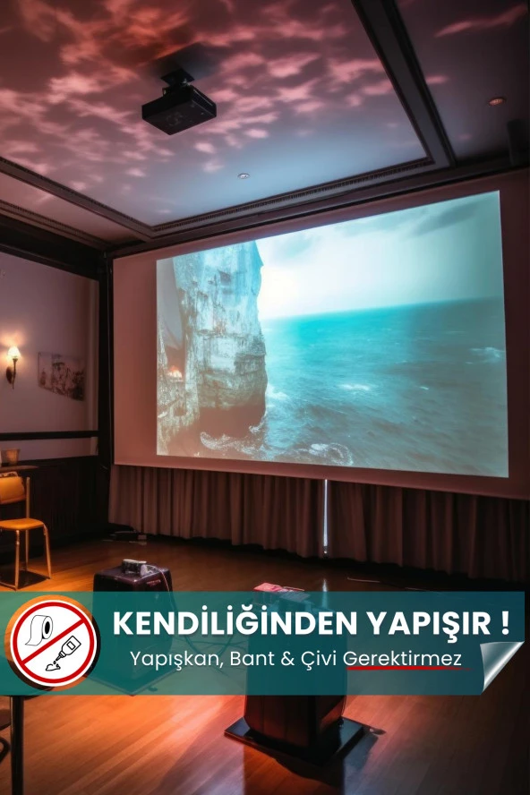 Projeksiyon Perdesi, Özel Boyut, Ev Sineması, Yapıştırıcı Gerektirmeyen, Duvar Projeksiyon Perdesi ürün görseli 1