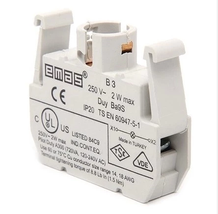 Emas B3 220v Işıklı Kontak Bloğu ürün görseli 1