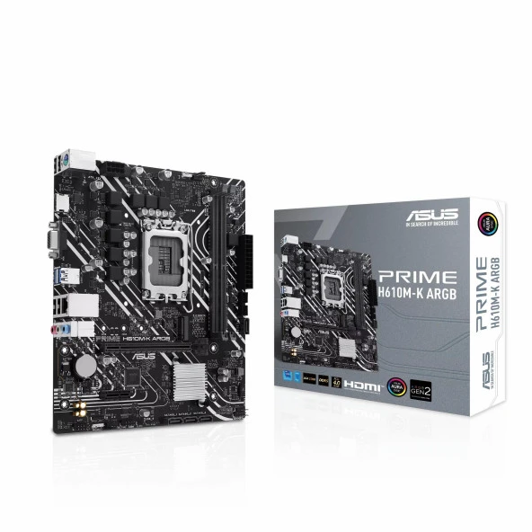 ASUS PRIME H610M-K ARGB H610 DDR5 Vga GLan mATX HD US32 M2 1700p Anakart ürün görseli 1