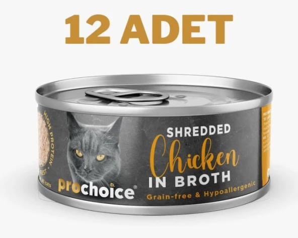 ProChoice Deluxe Shredded Chicken Kedi Konservesi 12x70 gr ürün görseli 1