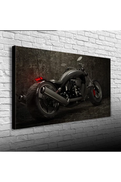 Siyah Motorsiklet Canvas Tablo (60x120) ürün görseli 1