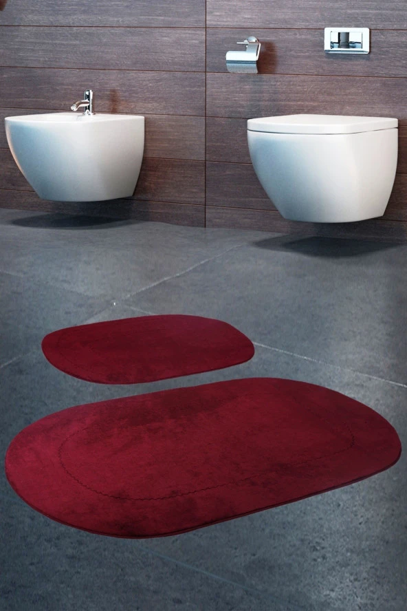 Bonny Home Rivora Mürdüm 2li Banyo Halısı Paspası Seti Kaymaz Tabanlı Klozet Takımı ürün görseli 1