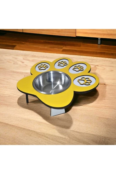Kor Patili Kedi Mama Kabı Kedi Su Kabı Küçük Irk Köpek Mama Ve Su Kabı Sarı 24x25cm sarı ürün görseli 1
