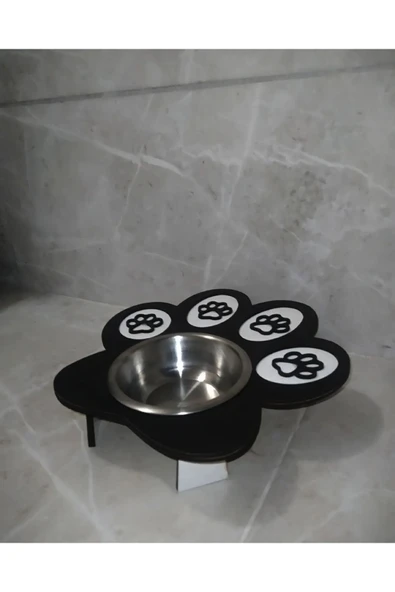 Kor Patili Kedi Mama Kabı Kedi Su Kabı Küçük Irk Köpek Mama Ve Su Kabı Siyah 24x25cm siyah ürün görseli 1