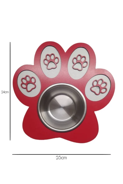 Kor Patili Kedi Mama kabı Kedi Su Kabı Küçük ırk köpek mama ve su kabı Mavi 24x25cm kırmızı ürün görseli 1