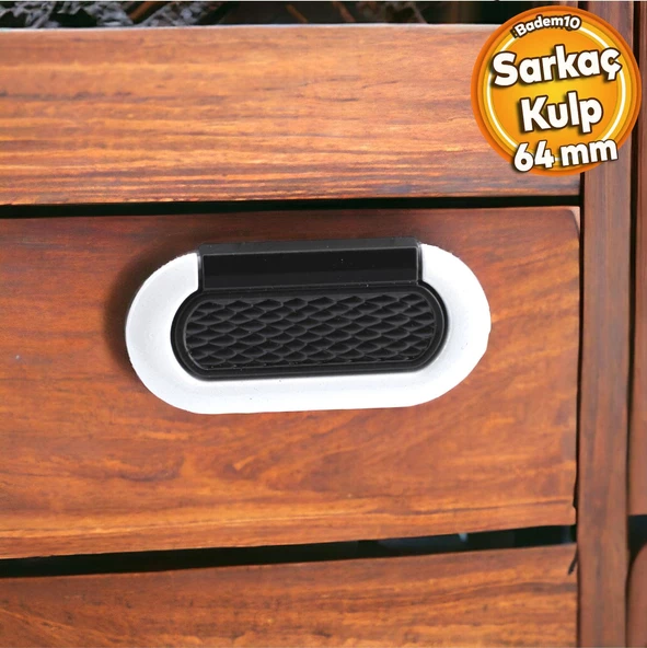 Midas Kulp Mobilya Mutfak Dolabı Çekmece Dolap Kulpları Kapak Kulpu Kulbu Siyah Beyaz 64 mm Metal ürün görseli 1