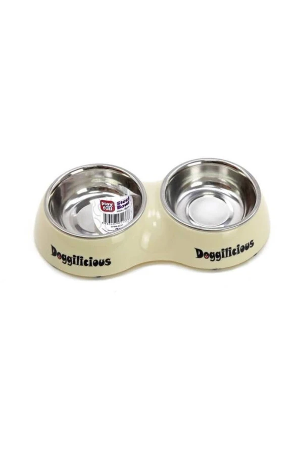 Playfull Diva Doublediner Beyaz Çıkabilen Çelik Kedi Köpek Mama Kabı Small 11cm*2 ürün görseli 1