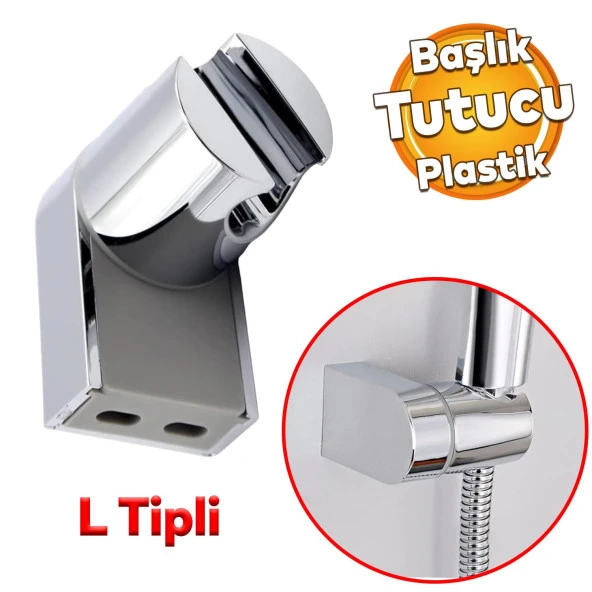 Duş Başlığı Tutacağı Banyo Telefon Hortum Başlık Tutamağı Duvara Sabitleme Ayarlanabilir L Tipli ürün görseli 1