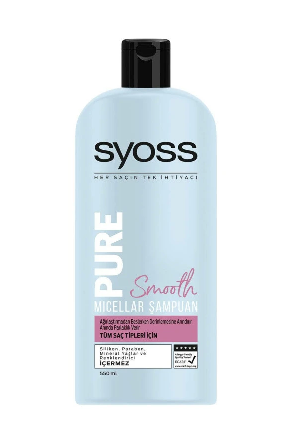 Syoss Pure Smooth Micellar Şampuan 550 ML ürün görseli 1