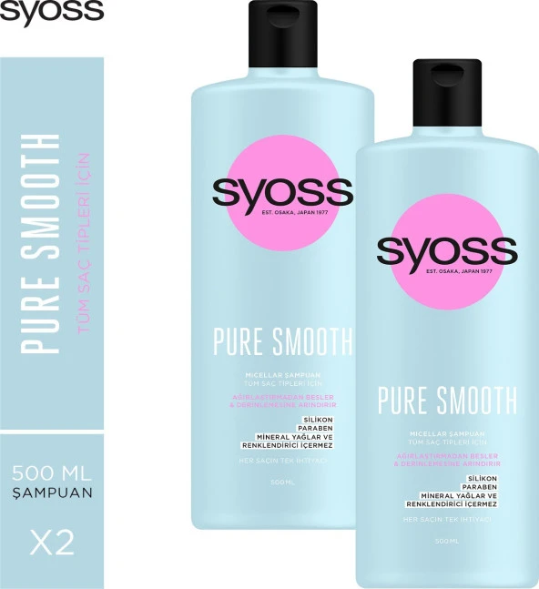 Syoss Pure Smooth Micellar Şampuan 500Ml X 2 ürün görseli 1