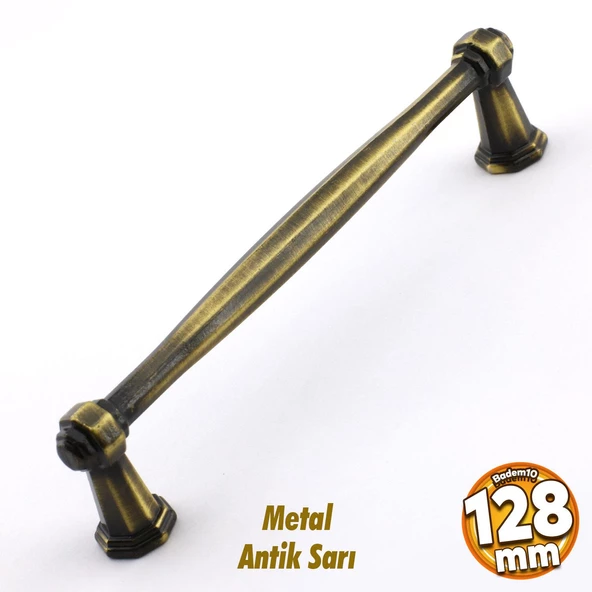 Sütun Eskitme Antik Sarı 128 mm Metal Mobilya Mutfak Çekmece Dolap Dolabı Kulpu Kulbu Kulpları ürün görseli 1