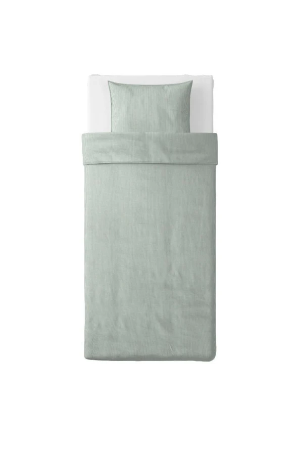 Bergpalm Tek Kişilik Nevresim Takımı MeridyenDukkan Çizgili Model Su Yeşili 150X200 Cm ürün görseli 1
