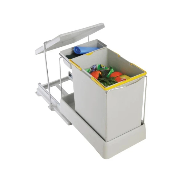 Raylı Dolap İçi Çöp Kovası Gri 20 Litre ürün görseli 1