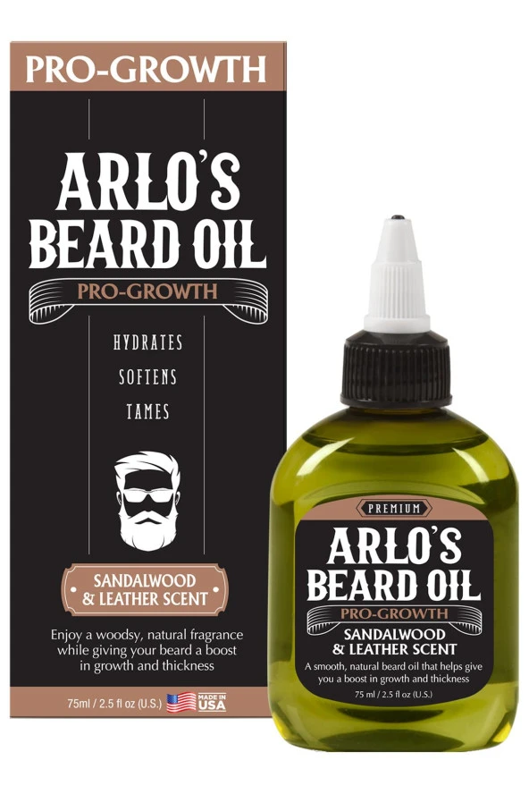 Arlo's Pro-Growth Sandal Ağacı ve Deri Kokulu Sakal Yağı 75ML ürün görseli 1