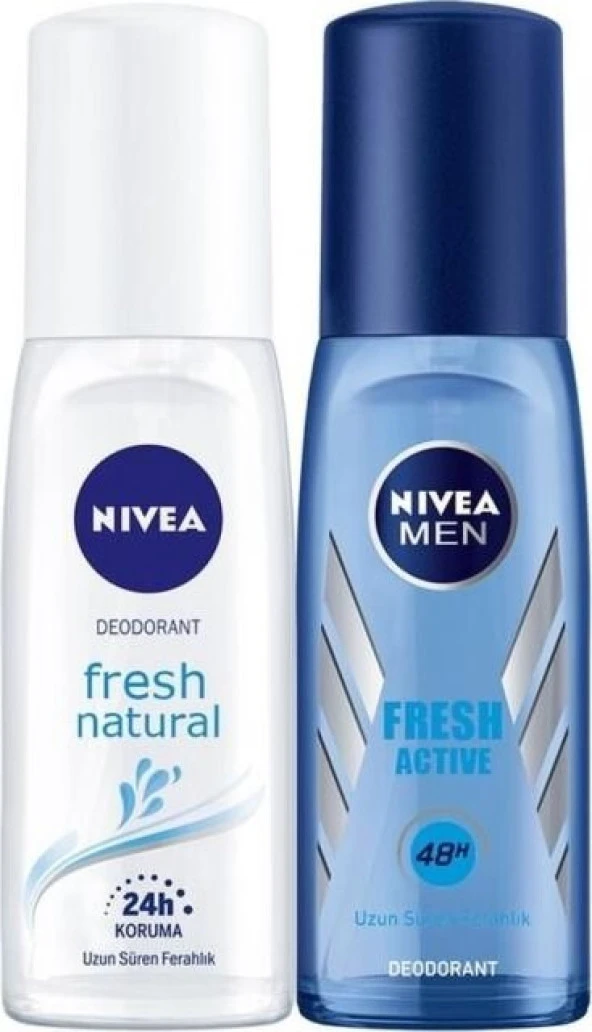 Nivea Pump Deodorant Aile Paketi,Pump Sprey Fresh Kadın Deodorant 75 ml,Men Pump Sprey Fresh Erkek D ürün görseli 1