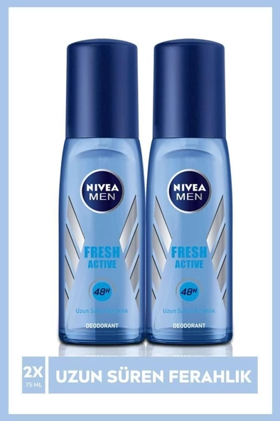Nivea Men Erkek Pump Sprey Deodorant Fresh Active  Ter ve Ter Kokusuna Karşı 48 Saat Deodorant Korum ürün görseli 1