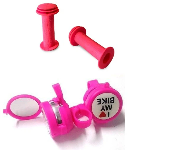 Bisiklet Aynalı Zil Pembe & Pembe Elcik  Set Halinde ürün görseli 1