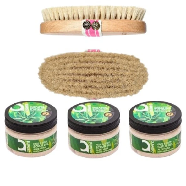 LA PERLA %100 DOĞAL AT KILI FIRÇA 9067 + Face Body Scrub Gel Aloe Vera 300ML x 4 Adet ürün görseli 1