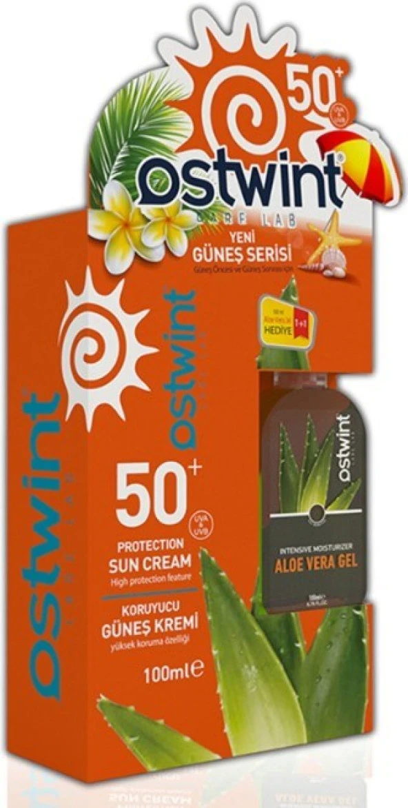 Ostwint Spf 50+ Güneş Kremi 100 ml E Vitaminli + Aloe Vera Jel 100 ml ürün görseli 1