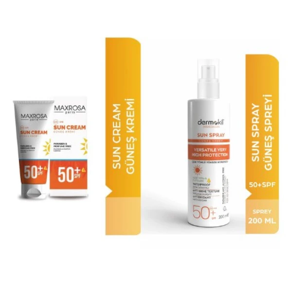 Dermokil Sun Spray  Güneş Koruyucu Spf50 + MAXROSA PARİS 50+SPF Yüksek Koruyucu Güneş Kremi 60 ml ürün görseli 1