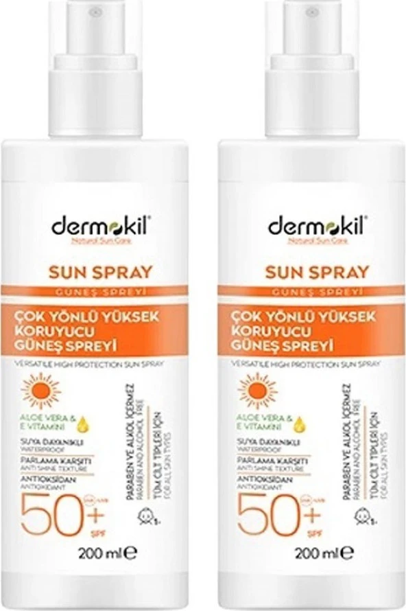 Dermokil Çok Yönlü Yüksek Koruyucu Güneş Spreyi 50SPF 200 ml x 2 Adet ürün görseli 1