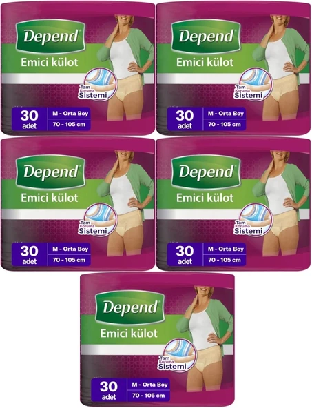 Depend Emici Külot Yetişkin Bezi Medium - Orta Kadın 150 Adet (5PK*30) ürün görseli 1