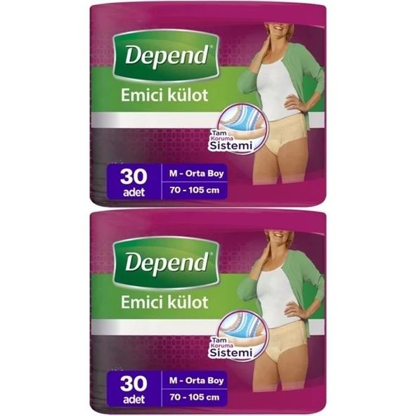 Depend Emici Külot Yetişkin Bezi Medium - Orta Kadın 60 Adet (2PK*30) ürün görseli 1