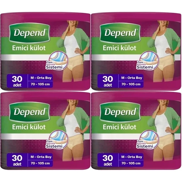 Depend Emici Külot Yetişkin Bezi Medium - Orta Kadın 120 Adet (4PK*30) ürün görseli 1