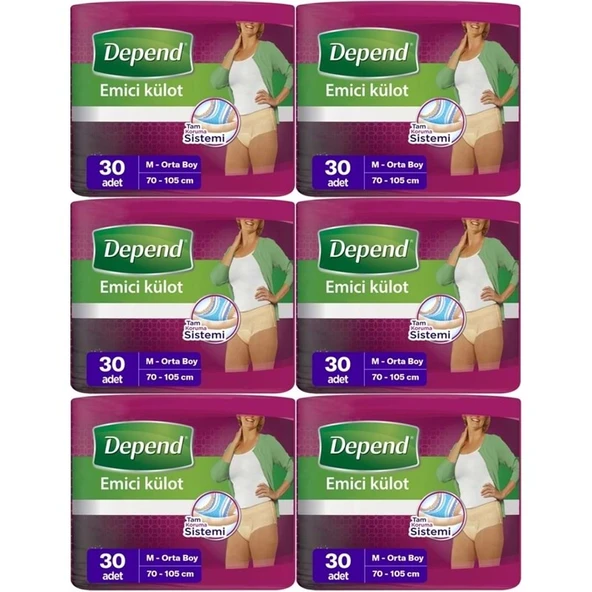 Depend Emici Külot Yetişkin Bezi Medium - Orta Kadın 180 Adet (6PK*30) ürün görseli 1