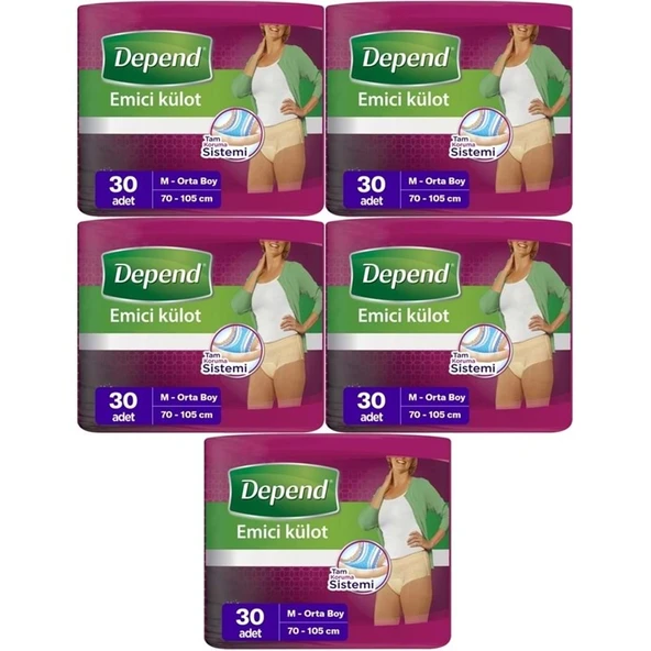 Depend Emici Külot Yetişkin Bezi Medium - Orta Kadın 150 Adet (5PK*30) ürün görseli 1