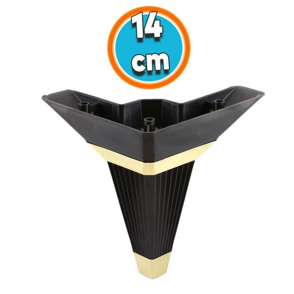 Mobilya Kanepe Çekyat Sehpa TV Ünitesi Koltuk Ayağı Baza Ayak Köşe 14 cm Siyah Altın ürün görseli 1