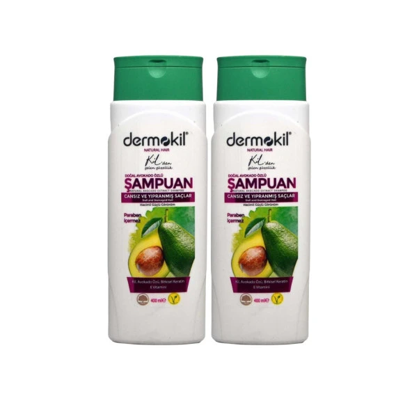 Dermokil Şampuan 400 ml Avokado Özlü Cansız ve Yıpranmış Saçlar Için Şampuan 2 Li Set ürün görseli 1