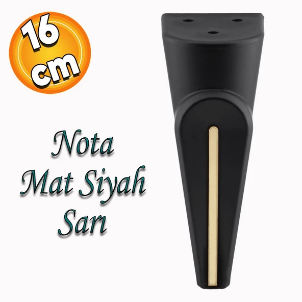 Nota Lüks Mobilya Kanepe Sehpa Tv Ünitesi Koltuk Ayağı Baza Ayakları Siyah Sarı Altın 16 Cm ürün görseli 1