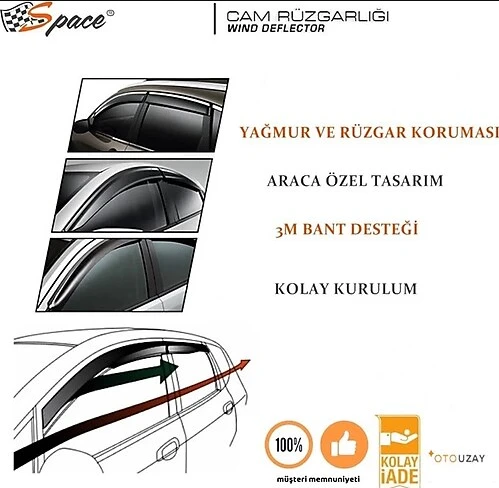 Cam Rüzgarlığı 1.2Mm Kia/Sport 2011-2014 4'Lü Set / Caru370 ürün görseli 1