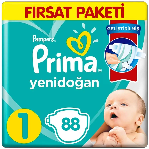 Prima 1 Beden Yenidoğan Aktif Bebek Bezi 44x2 88 Adet ürün görseli 1