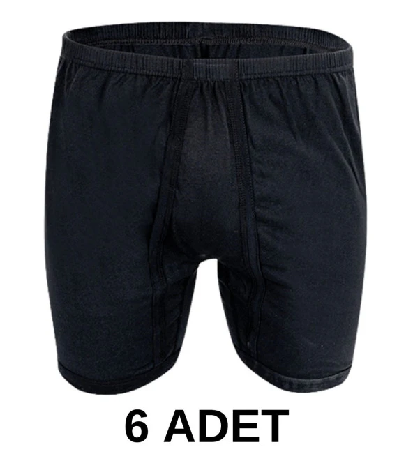 6 Adet Erkek % 100 Pamuk Arjantin Penye Boxer Siyah (65 Kilo-115 Kilo) ürün görseli 1