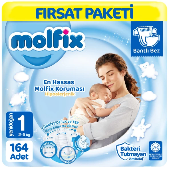 Molfix Bebek Bezi Fırsat Paketi 1 Beden Yenidoğan 2x82 164 Adet ürün görseli 1