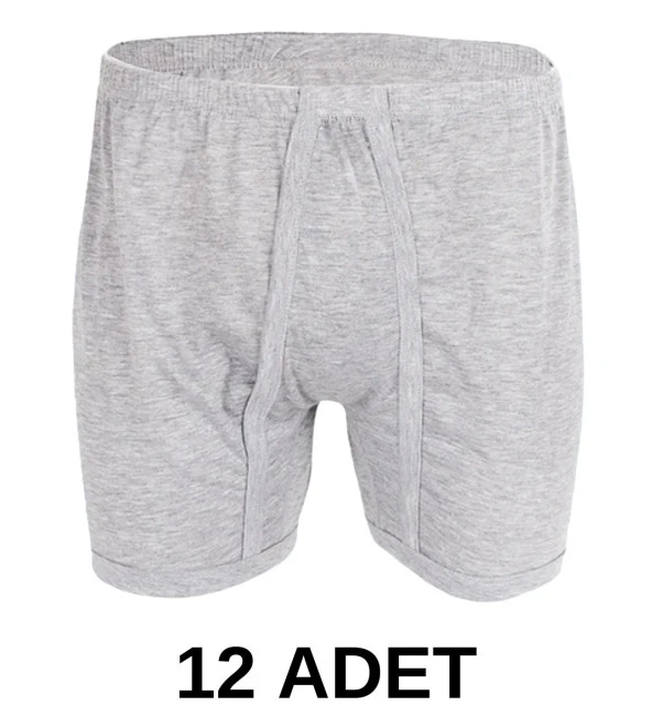 12 Adet Erkek % 100 Pamuk Arjantin Penye Boxer Gri (65 Kilo-115 Kilo) ürün görseli 1
