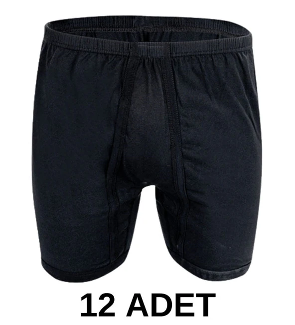 12 Adet Erkek % 100 Pamuk Arjantin Penye Boxer Siyah (65 Kilo-115 Kilo) ürün görseli 1