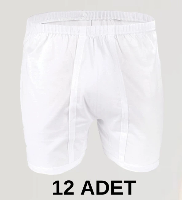 12 Adet Erkek % 100 Pamuk Arjantin Penye Boxer Beyaz (65 Kilo-115 Kilo) ürün görseli 1