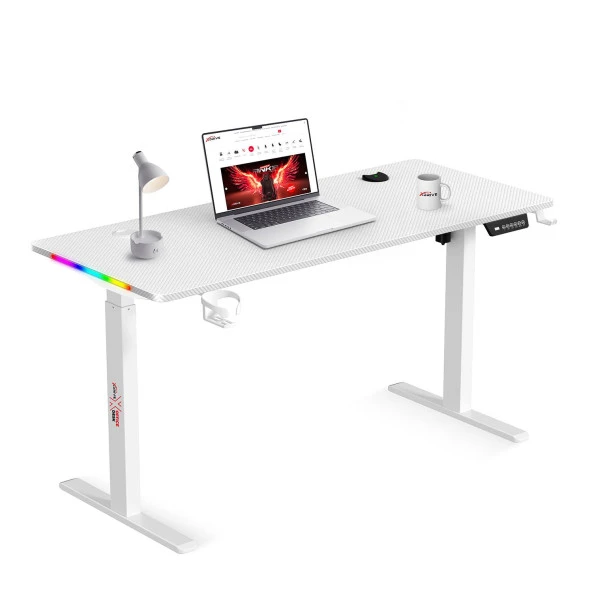 xDrive Rüzgar Yükseklik Ayarlı RGB Oyuncu & Çalışma Masası Beyaz (140x60) ürün görseli 1
