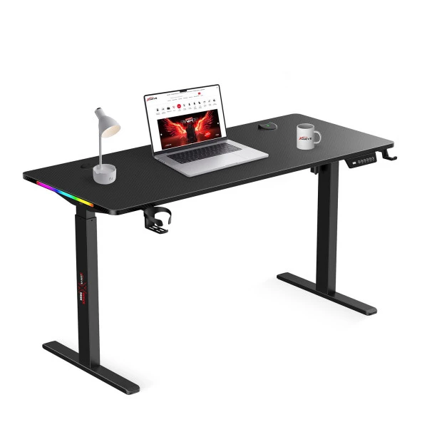 xDrive Rüzgar Yükseklik Ayarlı RGB Oyuncu & Çalışma Masası Siyah (140x60) ürün görseli 1