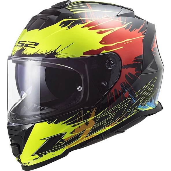 LS2 STORM DROP SİYAH-SARI-KIRMIZI KASK ürün görseli 1