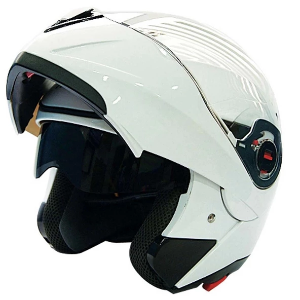 FREE-M FR-961 BEYAZ ÇENE AÇILIR GÜNEŞ VİZÖRLÜ KASK ürün görseli 1