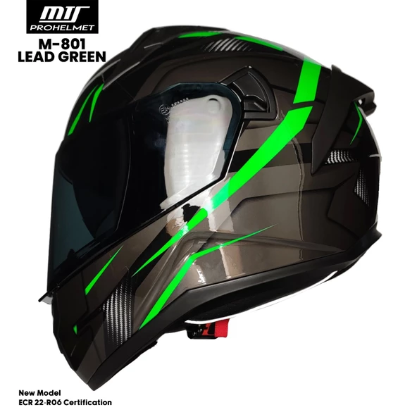 MTS M-801-SNAKE LEAD GREEN GÜNEŞ VİZÖRLÜ KASK (SİYAH CAMLI) ürün görseli 1