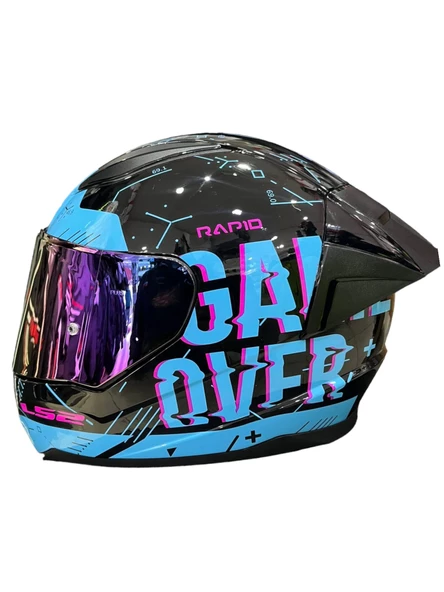 LS2 RAPID PLAYER SİYAH-MAVİ KASK (GÖKKUŞAĞI CAM+ŞEFFAF CAM+SPOILER) ürün görseli 1