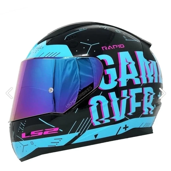 LS2 RAPID PLAYER SİYAH-MAVİ KASK (GÖKKUŞAĞI+ŞEFFAF CAM) ürün görseli 1